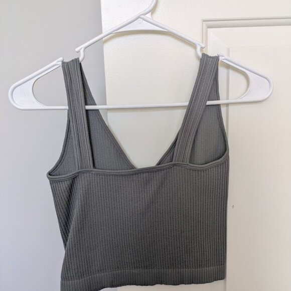 Free People womens gray ribbed crop tank fp movement style size S - Picture 2 of 3